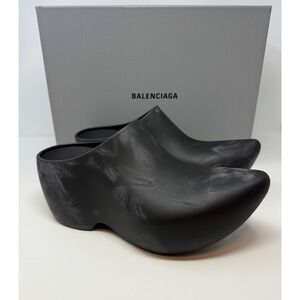 Balenciaga Technoclog Rubber Clogs Black Size 10 US 43 EU